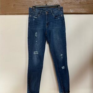 Old Navy Dark Blue Skinny Distressed Jeans